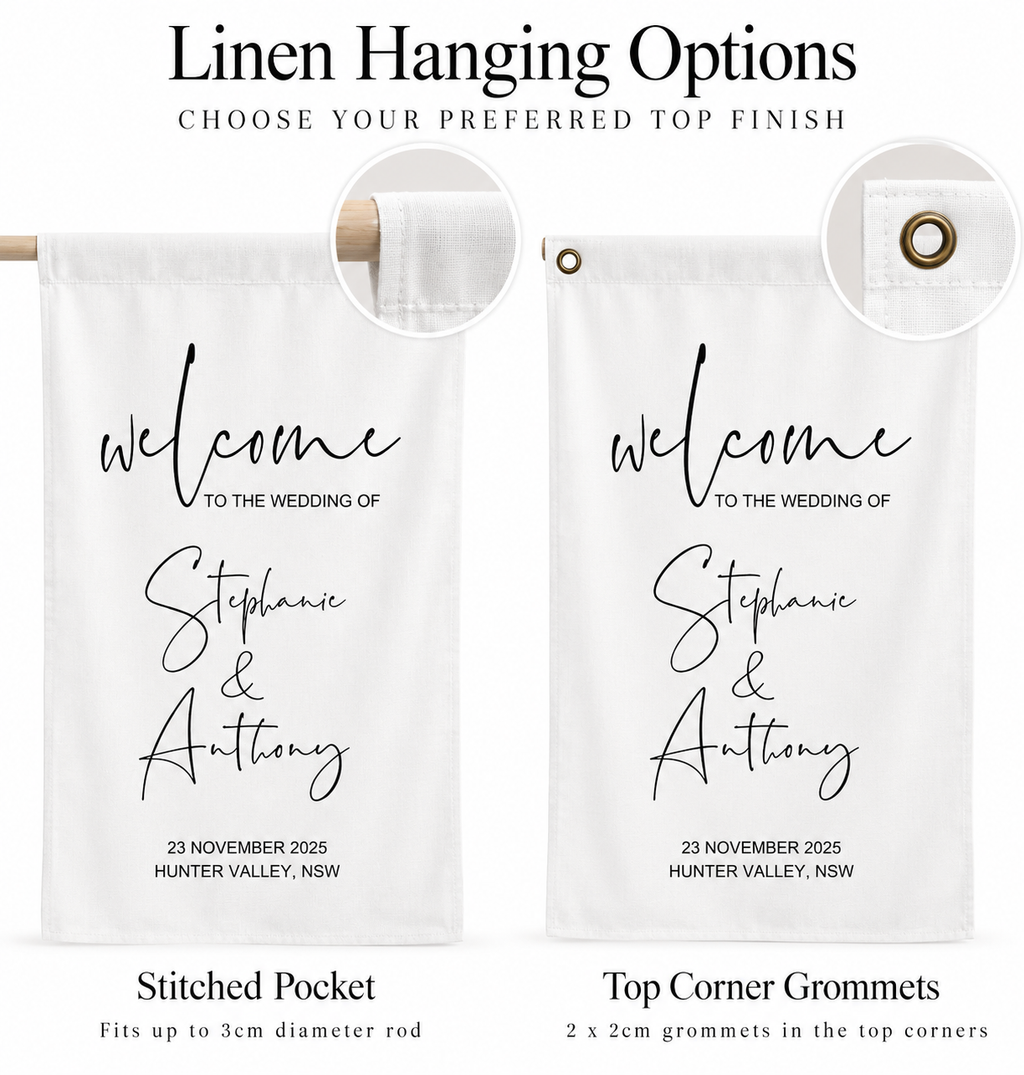LINEN WELCOME SIGN - (Length 1.8m x Width 60cm)