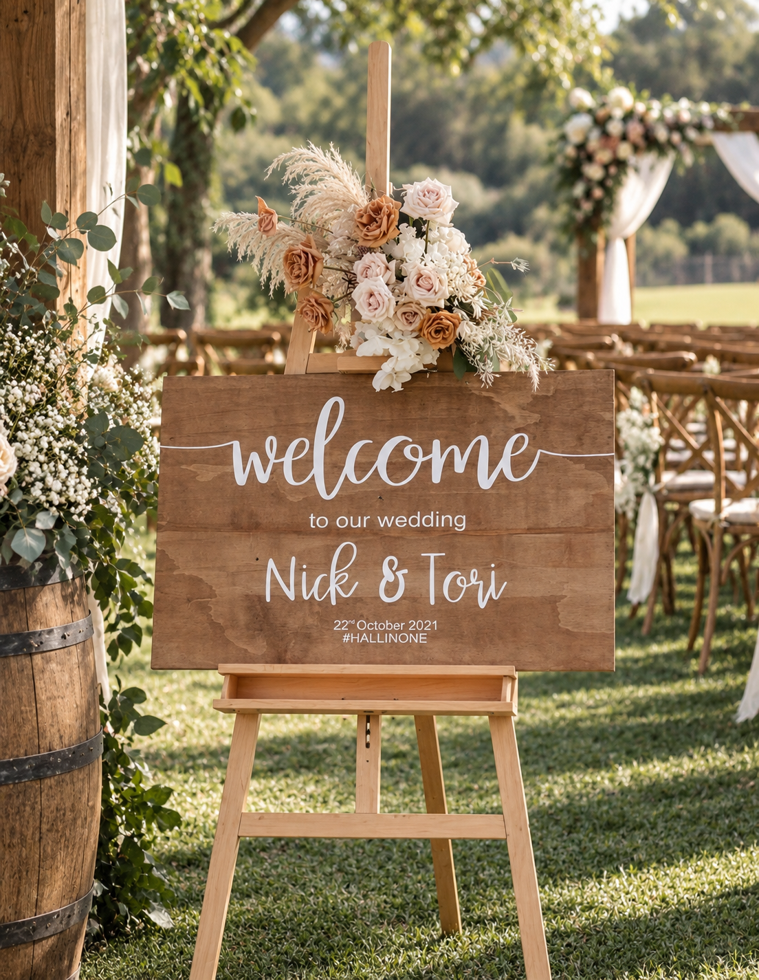 OUTDOOR WELCOME SIGN, Wedding Reception, Rustic Welcome Board, Timber Wedding Decor, Farmhouse Personalized Plaque, Wooden Event Signage