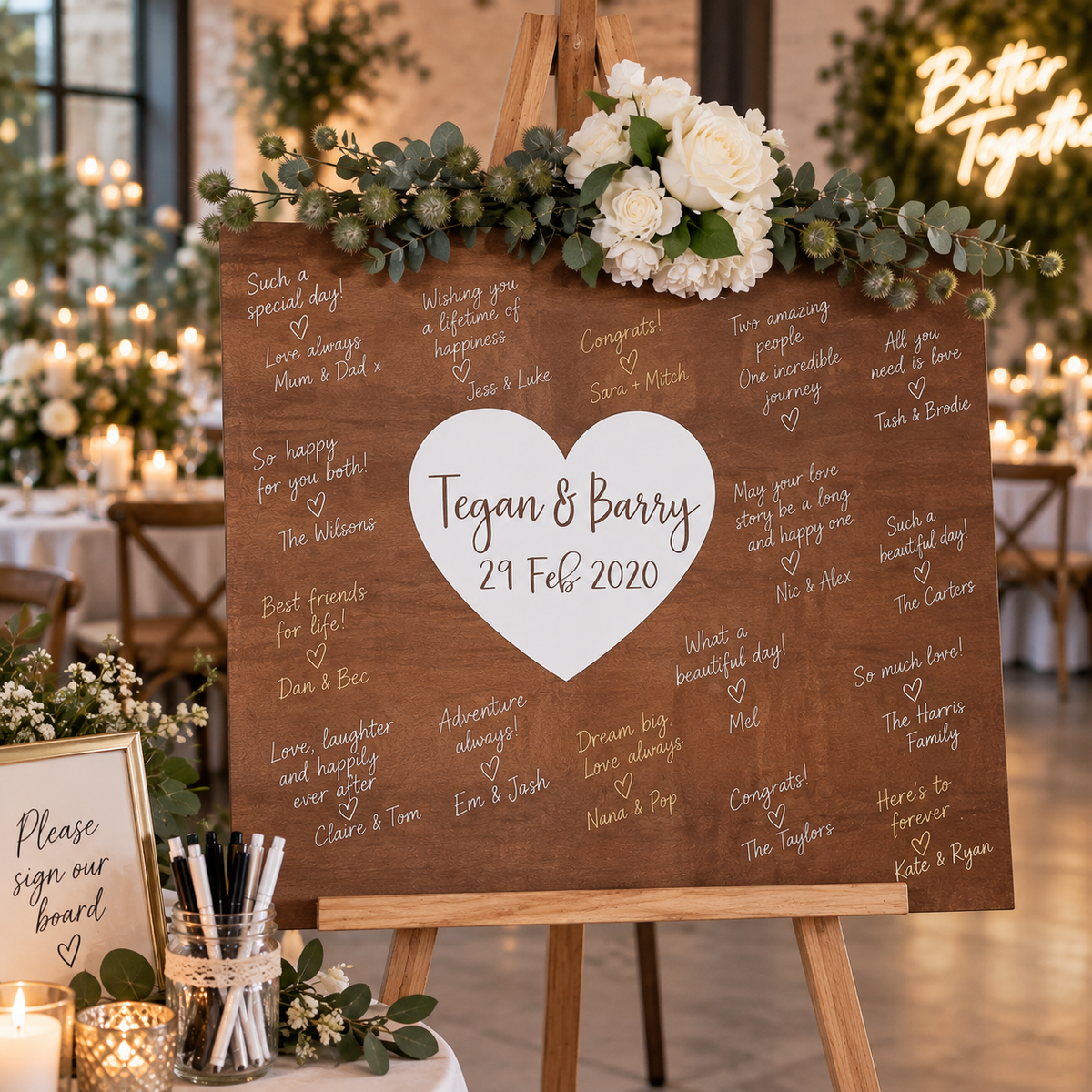 WEDDING GUEST BOOK Signing Board, Sign In Reception, Wood Rectangle Heart, Rustic Farmhouse Wedding Sign, Guest Attendance Sign