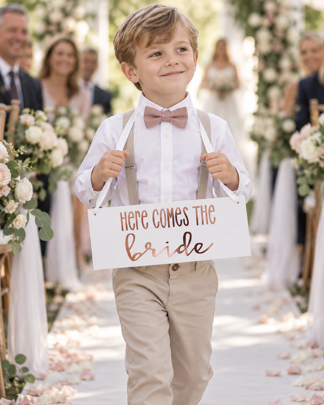 HERE COMES THE Bride Sign, Page Boy/Flower Girl Wedding Sign,  Ceremony Aisle Ideas, Kids In Wedding, Cute Wedding Kids/Niece/Nephew,