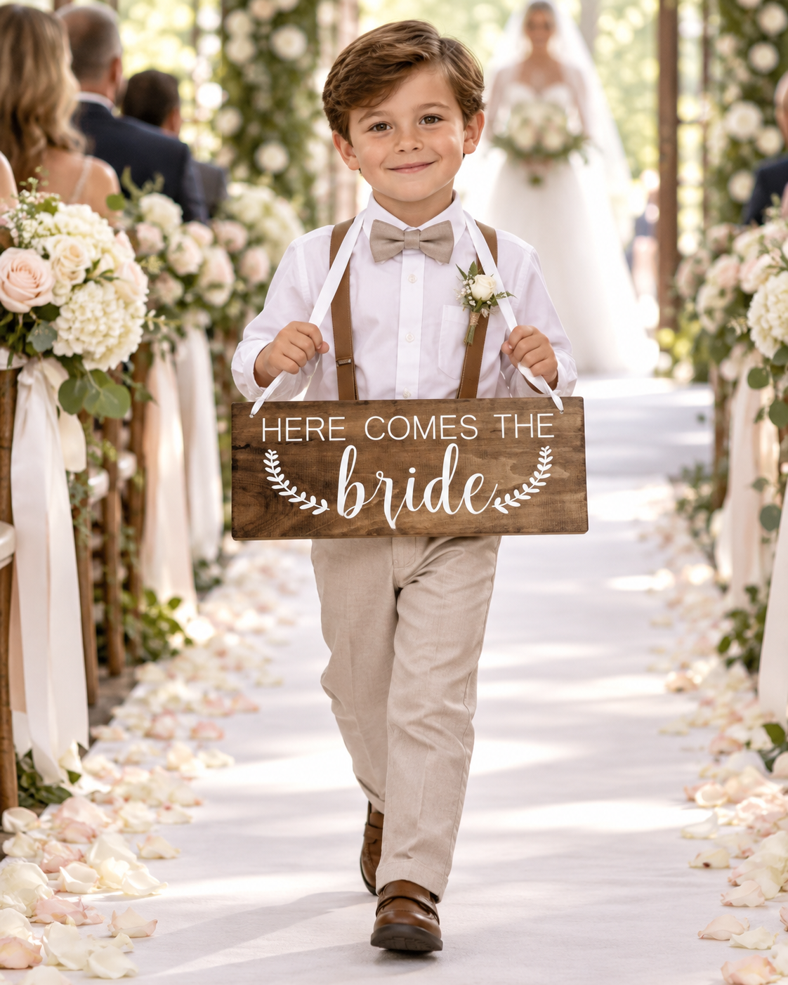 HERE COMES THE BRIDE, Child Page Boy Wedding Sign, Fun Kids Ceremony Sign, Children Holding Wedding Sign, Ring Bearer