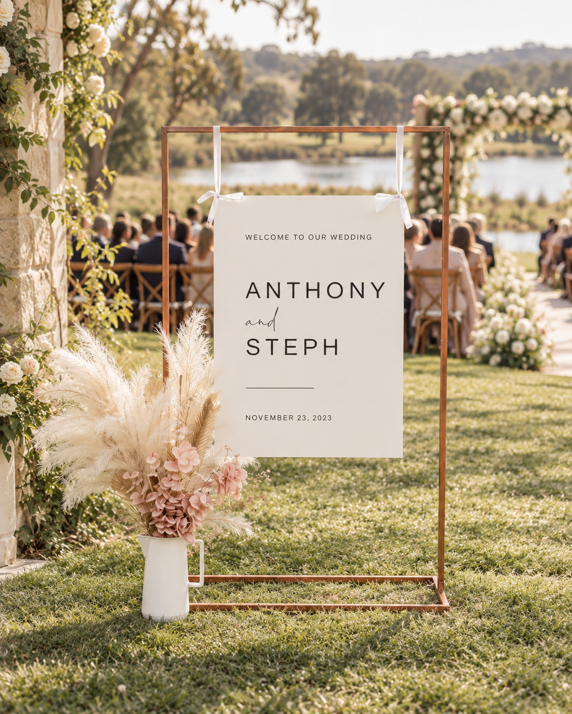 LARGE ACRYLIC WELCOME Sign, Cursive Wedding Sign, Clear White Perspex Ceremony Reception Board, Modern Wedding Sign, Minimalist Prop