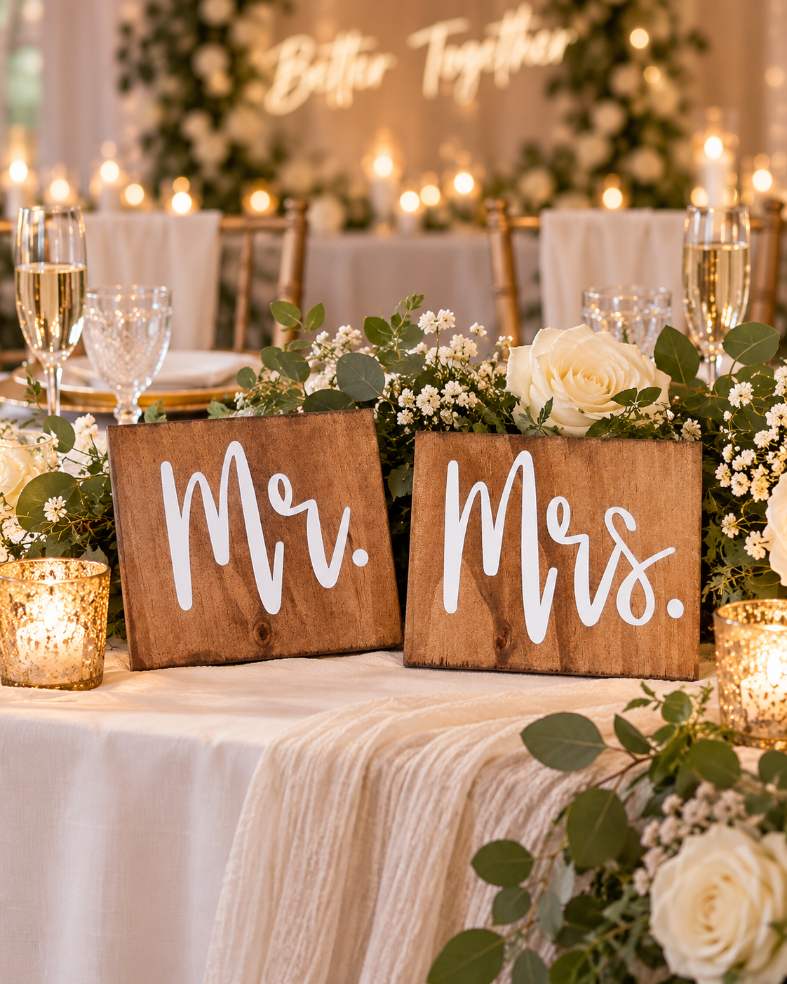 MR and MRS SIGNS, Wedding Table Centrepieces, Wedding Prop Decoration, Wedding Ceremony Reception Prop, Wedding Table Couple Names Sign,