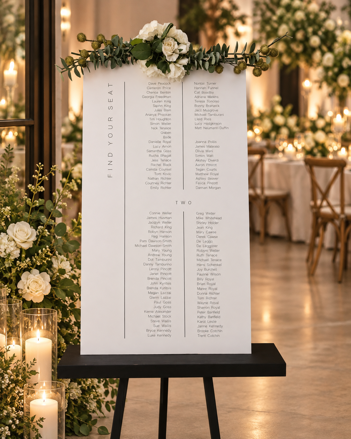 WEDDING SEATING CHART, Reception Seating Plan, Modern Seating Template, Table Seating Chart, Minimalist Seating Arrangement, Find Your Seat