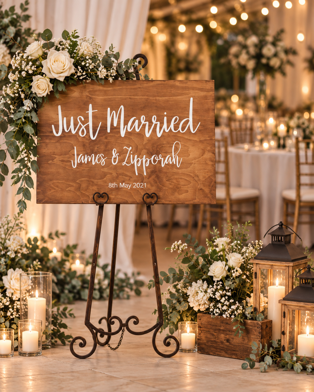JUST MARRIED WOOD WEDDING SIGN
