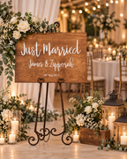 JUST MARRIED WOOD WEDDING SIGN