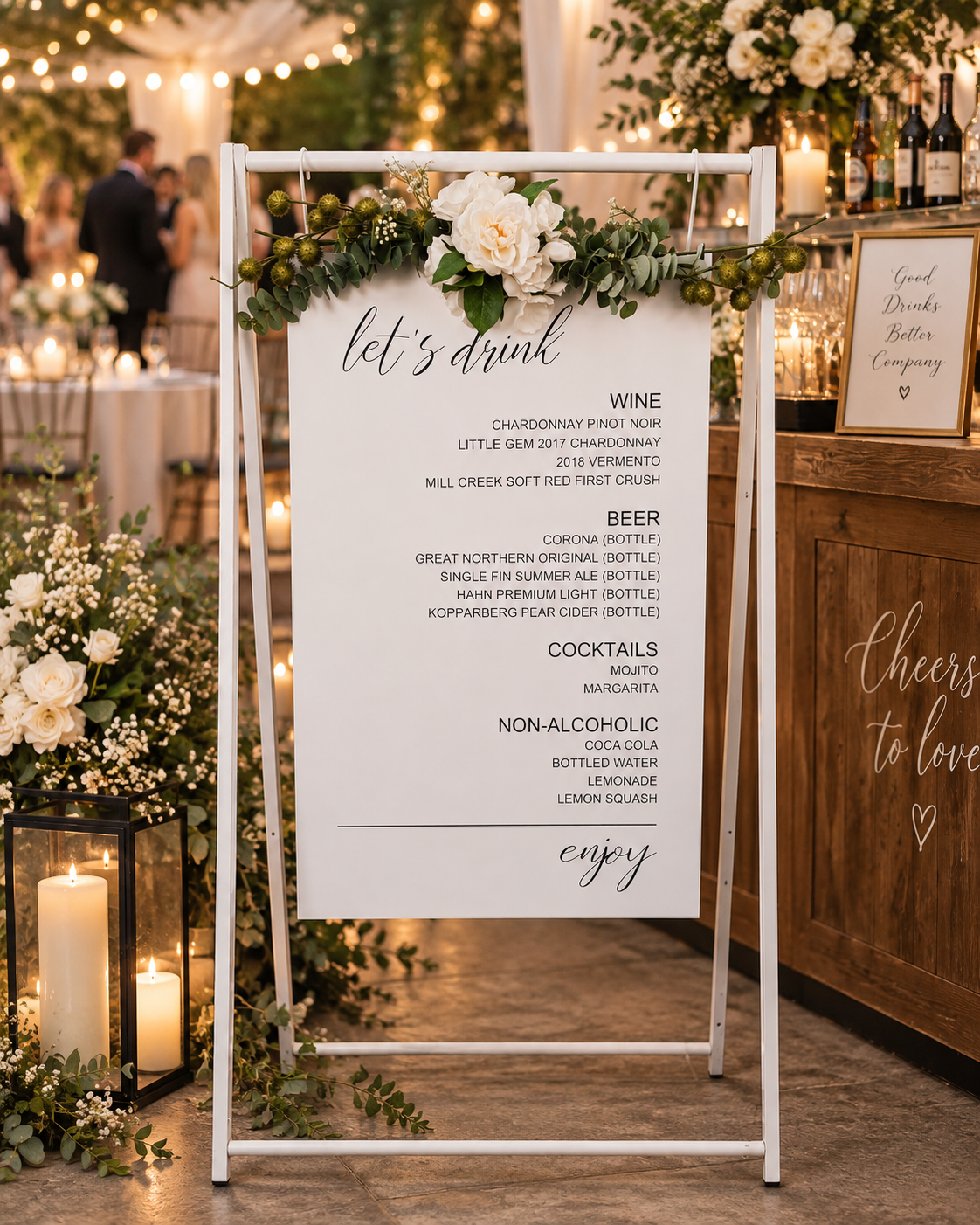 DRINKS MENU RECEPTION SIGN